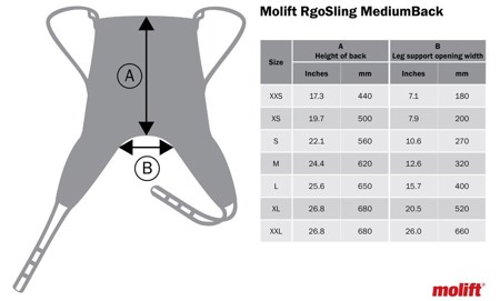 RgoSling MediumBack- Fóðrað flutningssegl og baðsegl án höfuðstuðnings