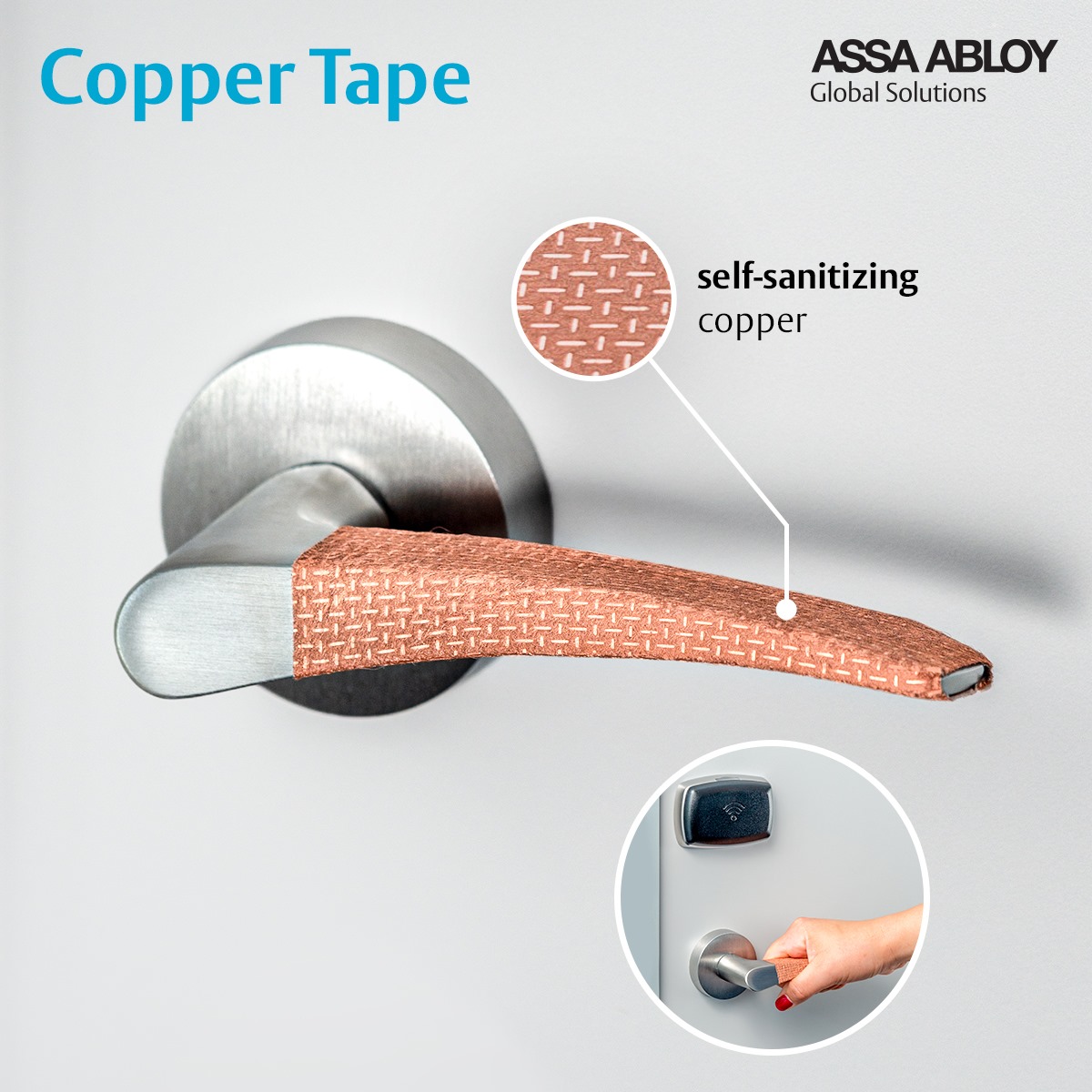 Sóttvarnaborði á snertifleti frá ASSA ABLOY