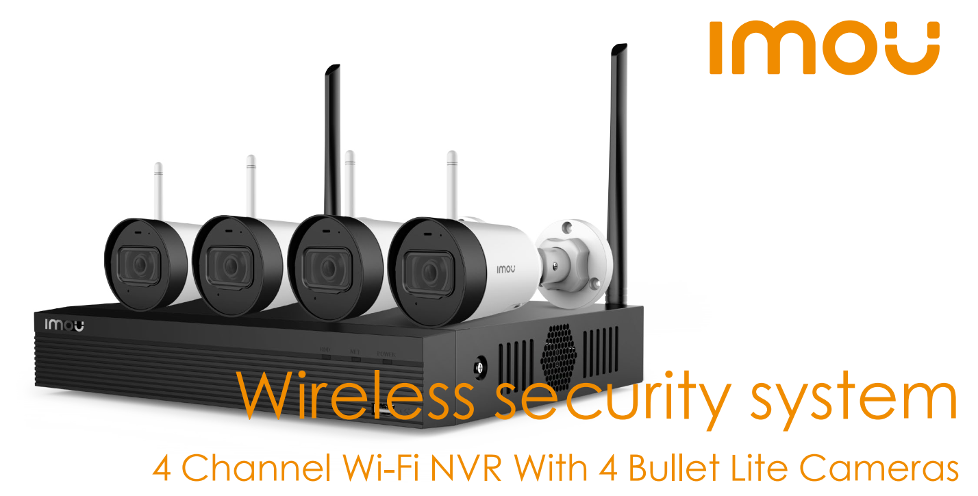 IMOU Wi-Fi myndþjónn + 4x Bullet eftirlitsmyndavélar